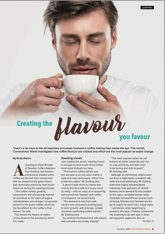 Paradox Head Roaster Paul Golding discusses coffee trends in this months issue of Convenience World magazine